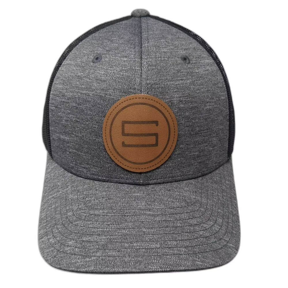 Team 365 Trucker Hat Gray Black One Size Snapback Heathered Mesh Patch S Logo